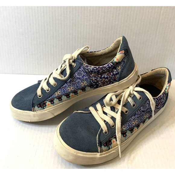 Canvas Native Tennis Shoes Women's 9 Men's 7 Blue Floral Patchwork bohemian - Picture 12 of 14